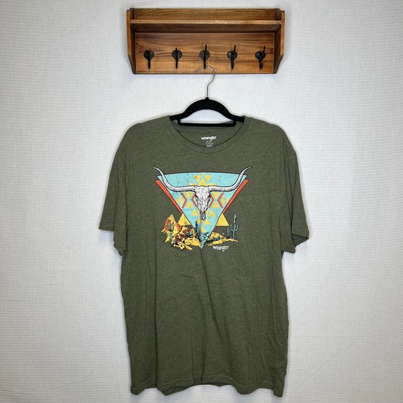 Wrangler Unisex Women's Mens XL Graphic T Shirt Longhorn Cactus Desert Western - Picture 2 of 7